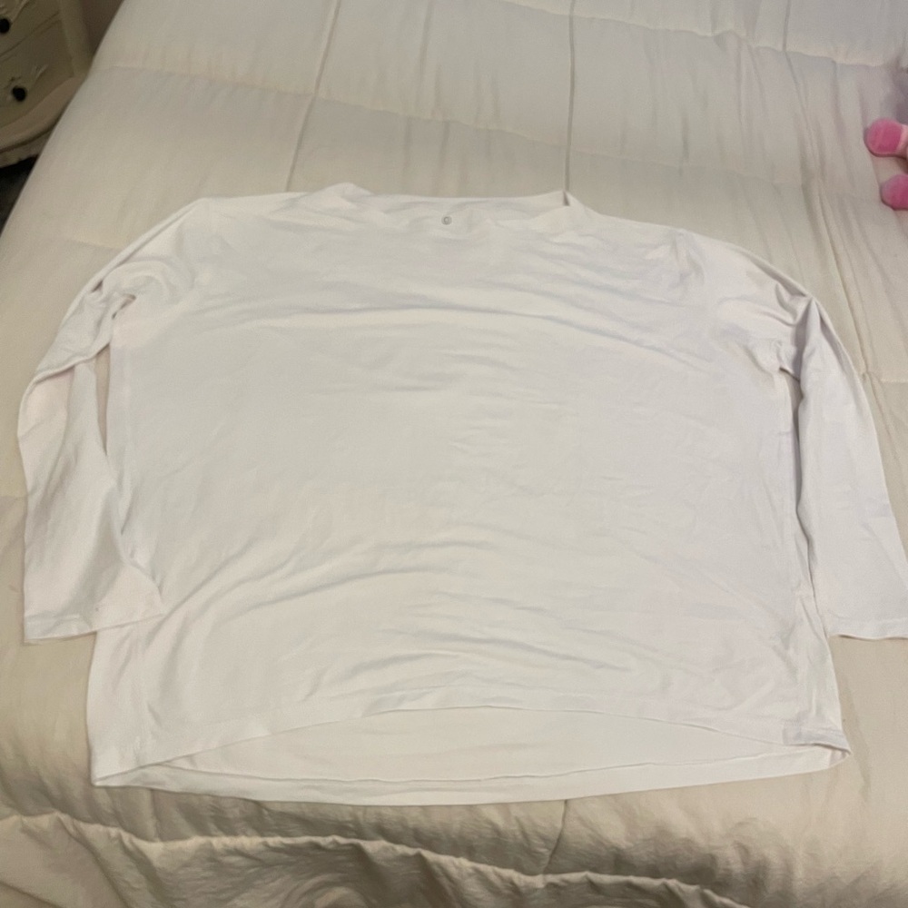 Pure Barre Nylon Lycra Long Sleeve Workout Top White Color Size Large
